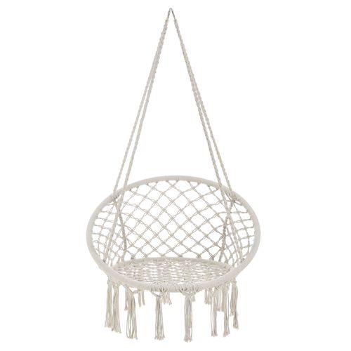Hamac Siège Rond Chaise Suspendue Jusqu À 150kg Diamètre D Assise 60 Cm Tissu Crème Helloshop26 03_0006063