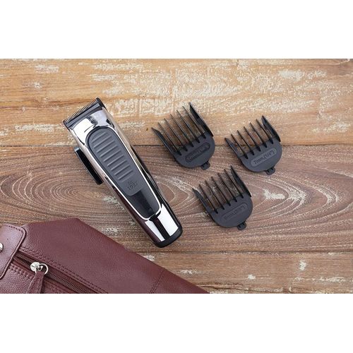 Coffret Premium Tondeuse A Cheveux Avec Lames Inox Auto-Affutées Et 8 Guides De Coupe Gris Noir