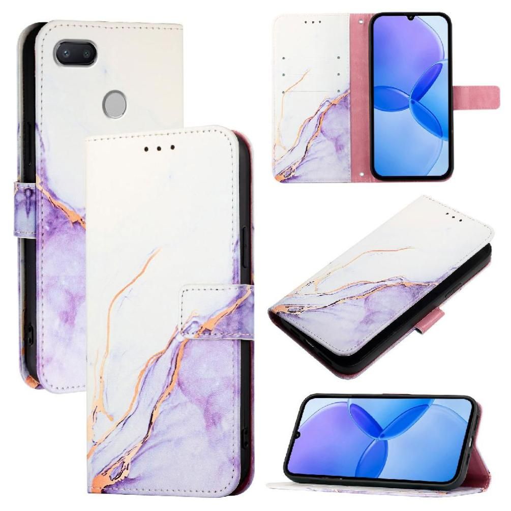 Étui Pour Xiaomi Redmi 6a Cuir Pu Bicelle Motif De Marbre Portefeuille - Violet