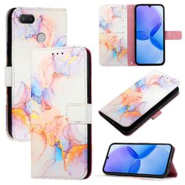 Étui Pour Xiaomi Redmi 6a Cuir Pu Motif De Marbre Portefeuille Bicelle - Blanc