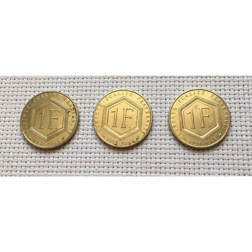 Lot De 3 Pièces De 1 Franc Charles De Gaulle 1958-1988