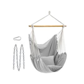 Fauteuil Suspendu Chaise Suspendue Déco Maison Cocooning Balançoire Siège Avec 2 Coussins Chaîne En Métal Capacité 150 Kg Intérieur Extérieur Salon Chambre Gris Helloshop26 12_0001592