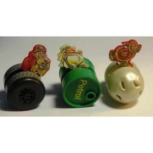 Figurines "Kinder" (2002) - Série: Hommes Sur Roues, Lot De 3 (K03n32 / K03-32, K03n33 / K03-33, K03n34 / K03-34)