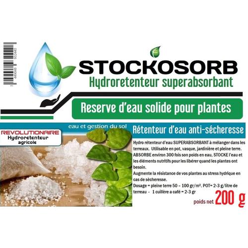 Hydro-Retenteur Stockosorb - Réserve D'eau Solide Pour Les Plantes - 200 Gr