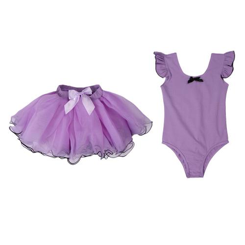 2 Pièces / Ensemble Fille Enfant En Bas âge Tutu Ballet Justaucorps Jupe  Danse Formation Scène Costume 150 Violet