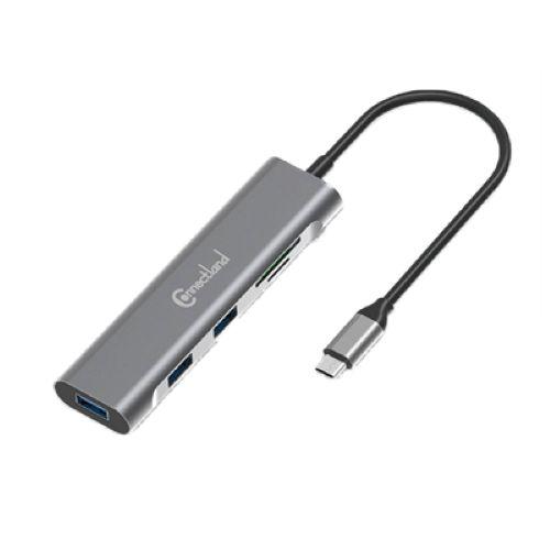 ADAPTATEUR USB TYPE C TO USB 3.0 X 3 PORTS + SD+TF (5 EN 1)