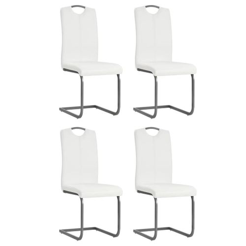 Chaises De Salle À Manger Cantilever 4 Pcs Blanc Similicuir