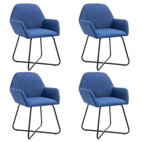 Chaises De Salle À Manger 4 Pcs Bleu Tissu