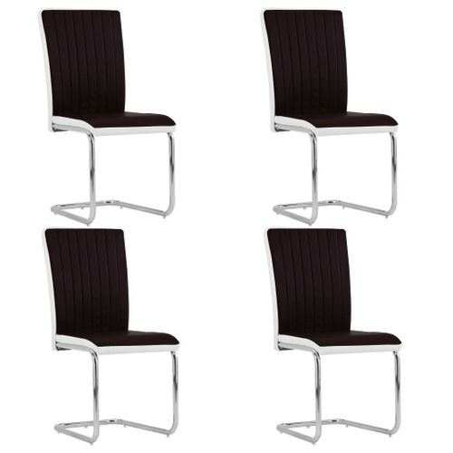 Chaises De Salle À Manger Cantilever 4 Pcs Marron Similicuir