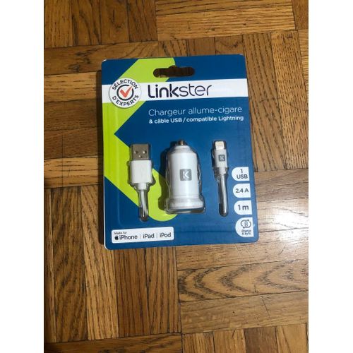 Linkster - Adaptateur D'alimentation Pour Voiture - 2.4 A (Usb) - Blanc