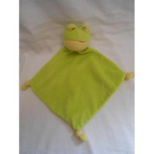 Grenouille Vert Jaune Doudou Plat En Peluche Petit Carrée 30 Cm Fl Bv Credit Agricole Triangle 3 Noeuds