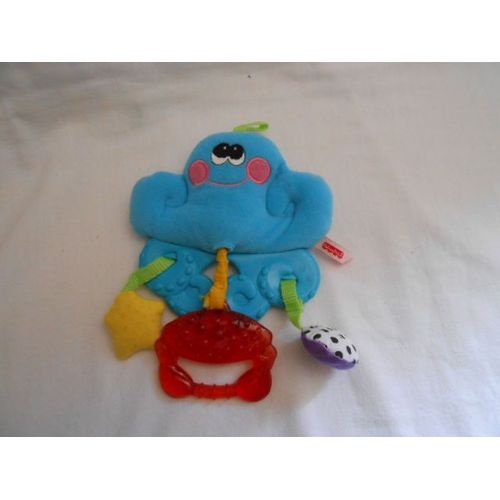 Hochet Fisher Price Mattel Anneau Dentition Pieuvre Nuage Mer Etoile Jaune Rose Coquillage Violet Pois Noir Blanc Crabe Rouge A Suspendre