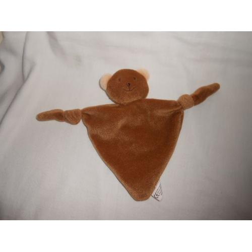 Doudou Famili Ours Plat Losange Marron Chocolat Triangle 2 Noeuds