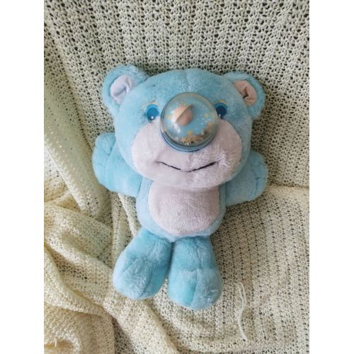 Doudou Peluche Ours Nosy Bears Bleu Blanc Nez Planète Hasbro Vintage