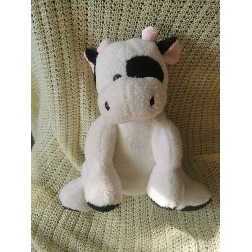 Doudou Peluche Vache Billes Noir Blanc Auchan