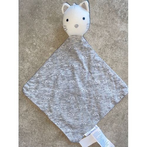 Doudou Chat Gris Plat Obaibi Petites Tetes Blanches Chatons Moustaches Peluch Ejouet Bebe