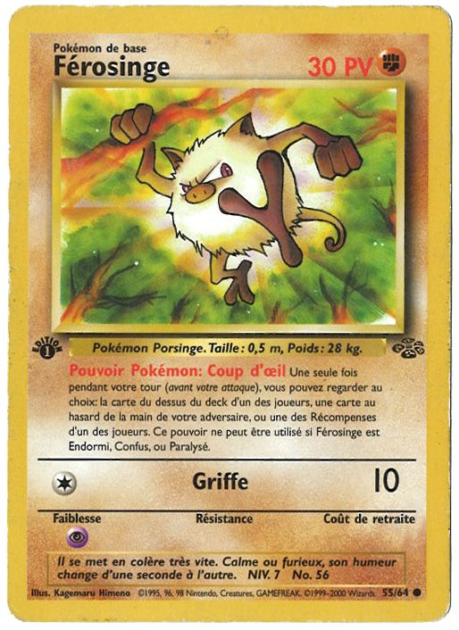 Carte Pokémon - Férosinge 55/64 - Edition 1 Jungle Fr