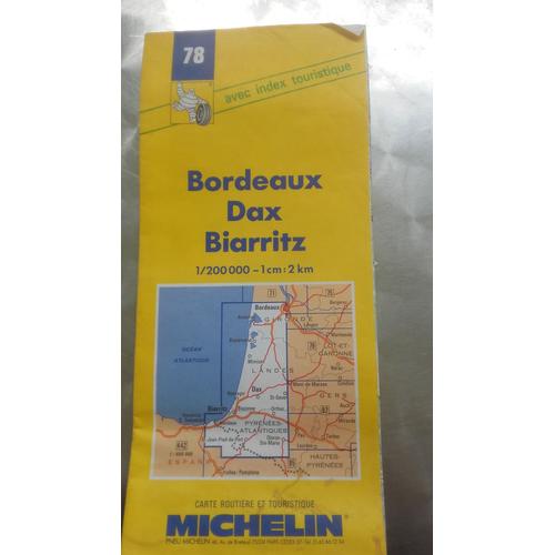 Carte Routiere Et Touristique Michelin N°78. Bordeaux-Dax-Biarritz.Avec Index Touristique.