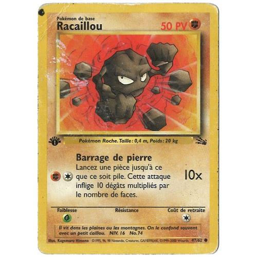 Carte Pokémon - Racaillou 47/62 - Edition 1 Fossile Fr