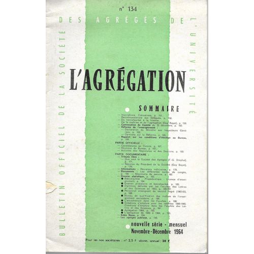L'agrégation Bulletin Officiel De La Société Des Agrégés De L'université