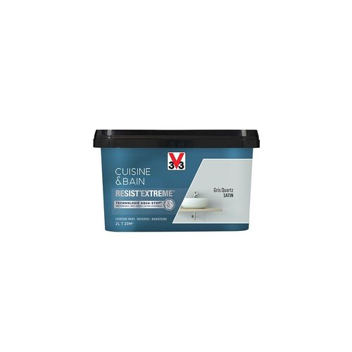V33 Peinture Cuisine & Bain 'Resist'Extreme' Gris Quartz Satin 2 L