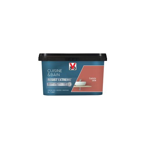 V33 Peinture Cuisine & Bain 'Resist'Extreme' Jaune Vichy Satin 2 L