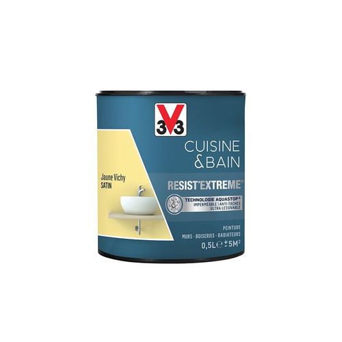 V33 Peinture Cuisine & Bain 'Resist'Extreme' Jaune Vichy Satin