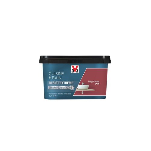 V33 Peinture Cuisine & Bain 'Resist'Extreme' Rouge Carmen Satin 2 L