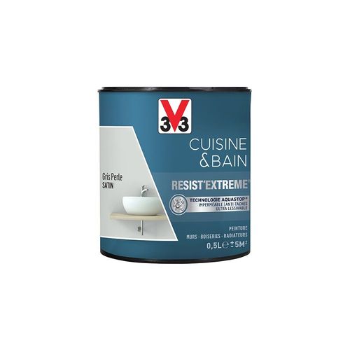 V33 Peinture Cuisine & Bain 'Resist'Extreme' Gris Perle Satin 0,5 L