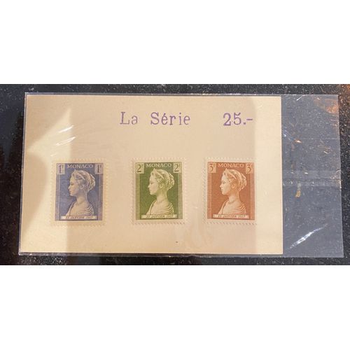 Lot 3 Timbres Monaco Grace Kelly 23 Janvier 1957 Neuf