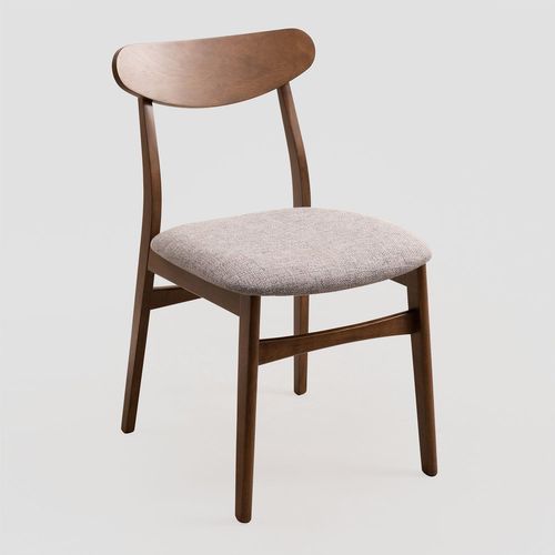 Chaise De Salle À Manger En Tissu Et Bois De Cloda Bois Foncé - Gris