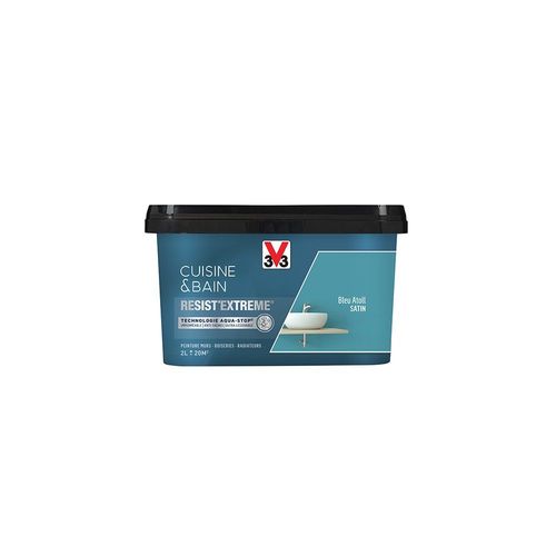 V33 Peinture Cuisine & Bain 'Resist'Extreme' Bleu Atoll Satin 2 L