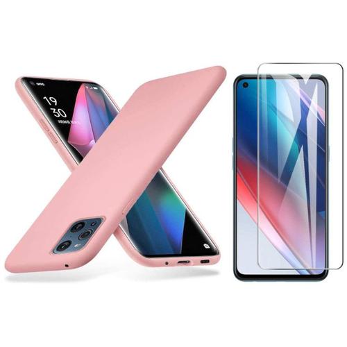 Coque Silicone Rose + Verre Trempe Pour Oppo Find X3 Neo Little Boutik®