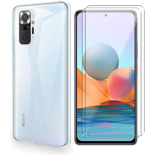 Coque Silicone Tpu Transparente + 2 Verres Trempes Pour Xiaomi Redmi Note 10 4g / Note 10s Little Boutik®