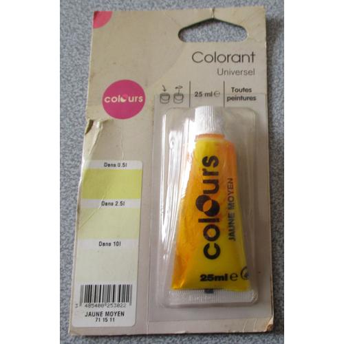 Colorant Universel Colours - Toutes Peintures - Jaune Moyen - 25 ml - Castorama - produit ancien non utilisé à ce jour