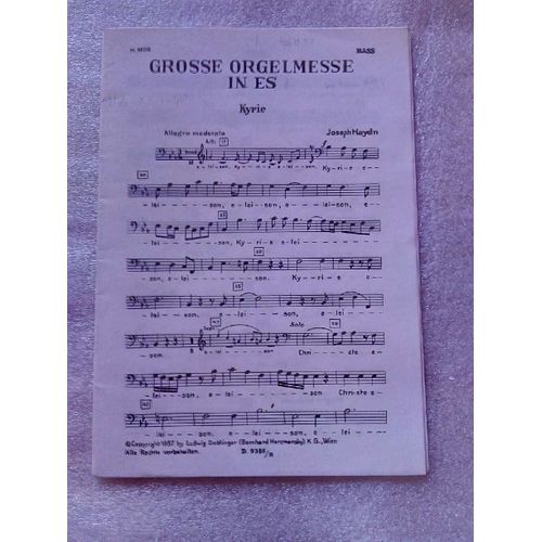 Partition Joseph Haydn Grosse Orgelmesse In Es( Grande Masse D'organes En Elle)