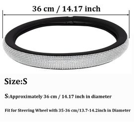 Housse De Volant En Cuir Pu 36cm/38cm, Diamant, Strass Cristal Scintillant, Accessoires De Voiture Pour Vw Opel Toyota Nissan Ford
