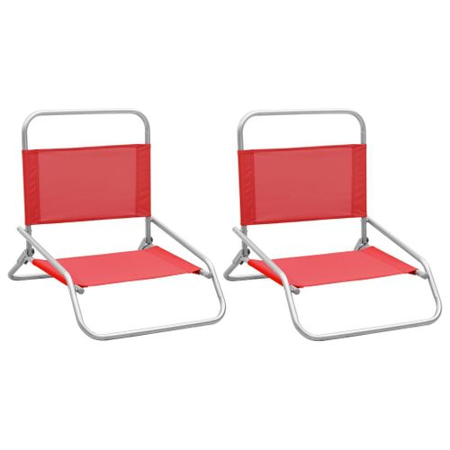 Vidaxl Chaises De Plage Pliables Lot De 2 Rouge Tissu
