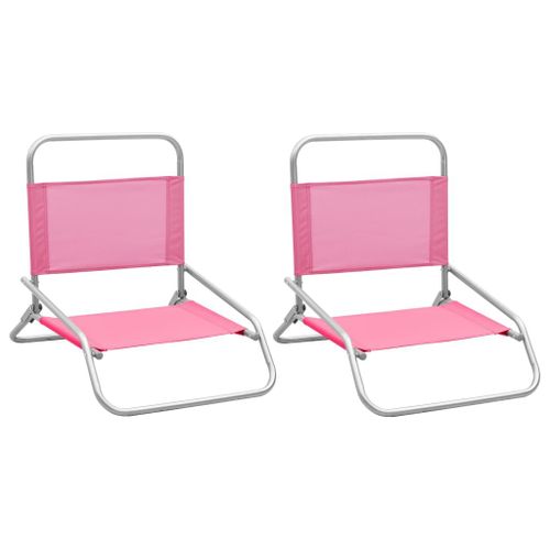 Vidaxl Chaises De Plage Pliables Lot De 2 Rose Tissu