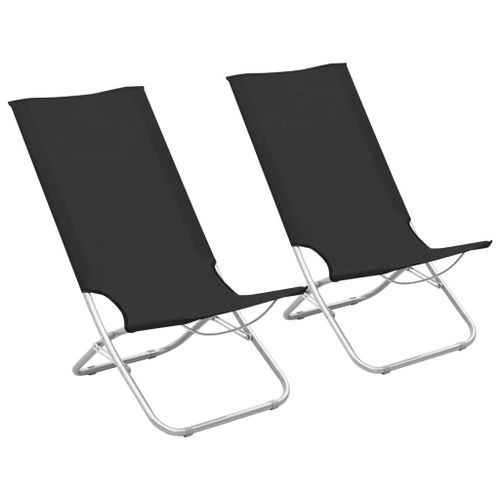 Vidaxl Chaises De Plage Pliables Lot De 2 Noir Tissu