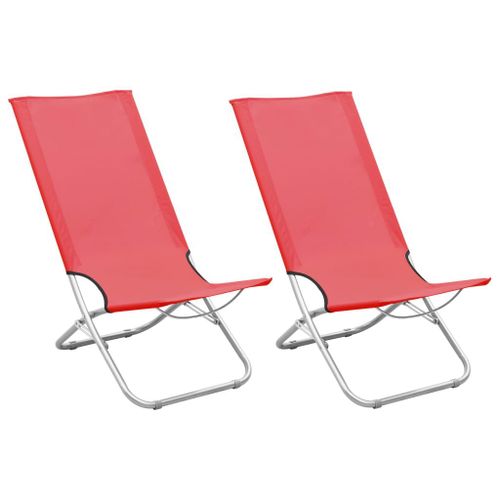 Vidaxl Chaises De Plage Pliables Lot De 2 Rouge Tissu