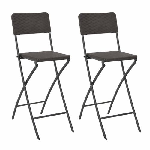 Vidaxl Chaise De Bar Pliable 2pcs Pehd Et Acier Marron Aspect De Rotin
