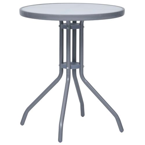 Vidaxl Table De Jardin Gris Clair 60 Cm Acier Et Verre