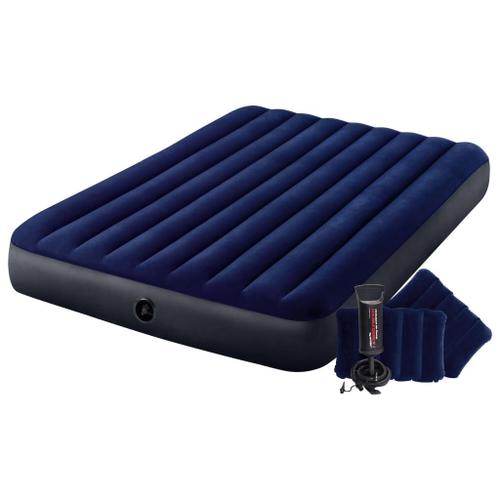 Intex Lit Gonflable Dura-Beam Avec Pompe 152x203x25 Cm Bleu