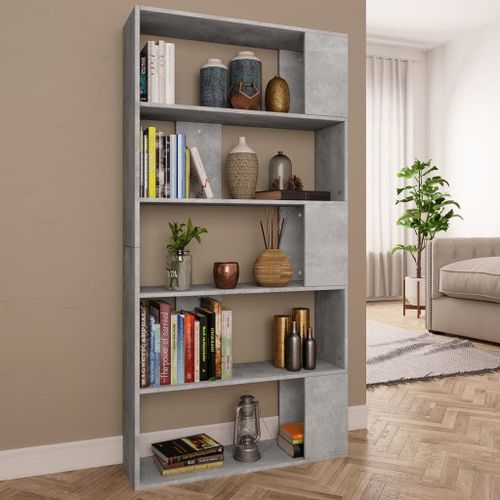 Vidaxl Bibliothèque/Séparateur De Pièce Gris Béton Bois D'ingénierie