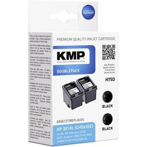 KMP Encre remplace HP 301, 301XL compatible lot de 2 noir