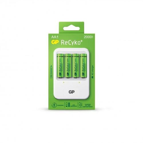 GP ReCyKo PB420 - Chargeur avec prise secteur classique + 4 accus LR6/AA 2000 mAh