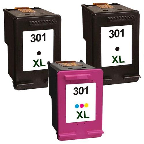 MaxiPack compatible 3 HP 301 XL (2 noirs + 1 couleur)