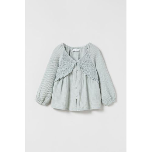 Blouse Texturée Avec Dentelle Bleu D¿Eau (Zara)