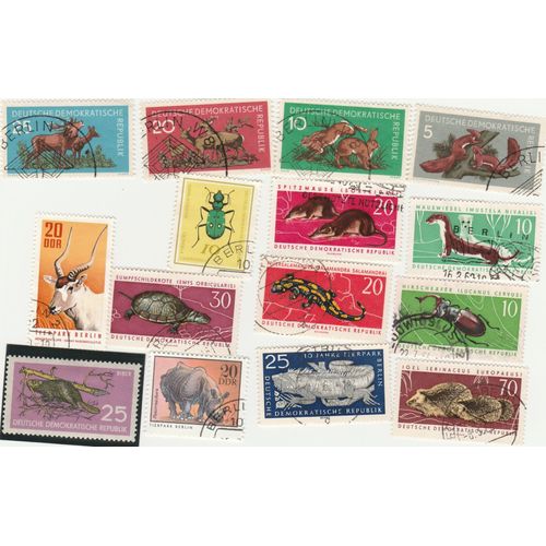 15 Timbres Oblitérés - Animaux Et Insectes D'allemagne De L'est